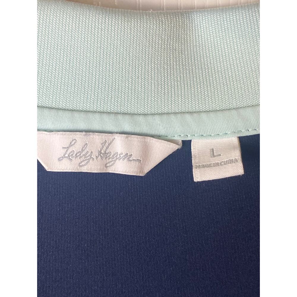 Lady Hagen Women's Blue Button Neck Collared Sleeveless Golf Top Size Large - Picture 3 of 6
